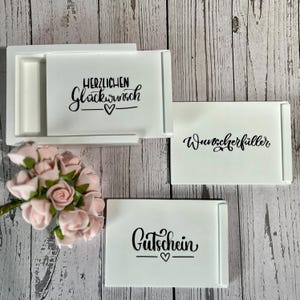 Personalisierbare Geschenkbox mit Schiebedeckel | Weiß | Geldgeschenk Verpackung Hochzeit Taufe Geburtstag Konfirmation Gutscheinbox Deko