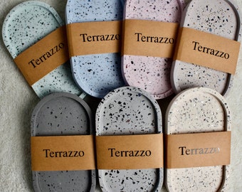 Terrazzo Schale | Schmuckschale | Jesmonite | Terrazzo Tablett | Schlüsselschale | Untersetzer aus Terrazzo | Dekoschale | Spiegelscherben