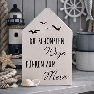 Maritime decorative house made of Raysin | Handmade coastal decoration | Baltic Sea North Sea gift | Scandinavian table decoration image 1