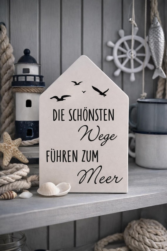 Maritimes Deko Haus aus Raysin | Handgemachte Küstendeko | Geschenk Ostsee Nordsee | Skandinavische Tischdeko