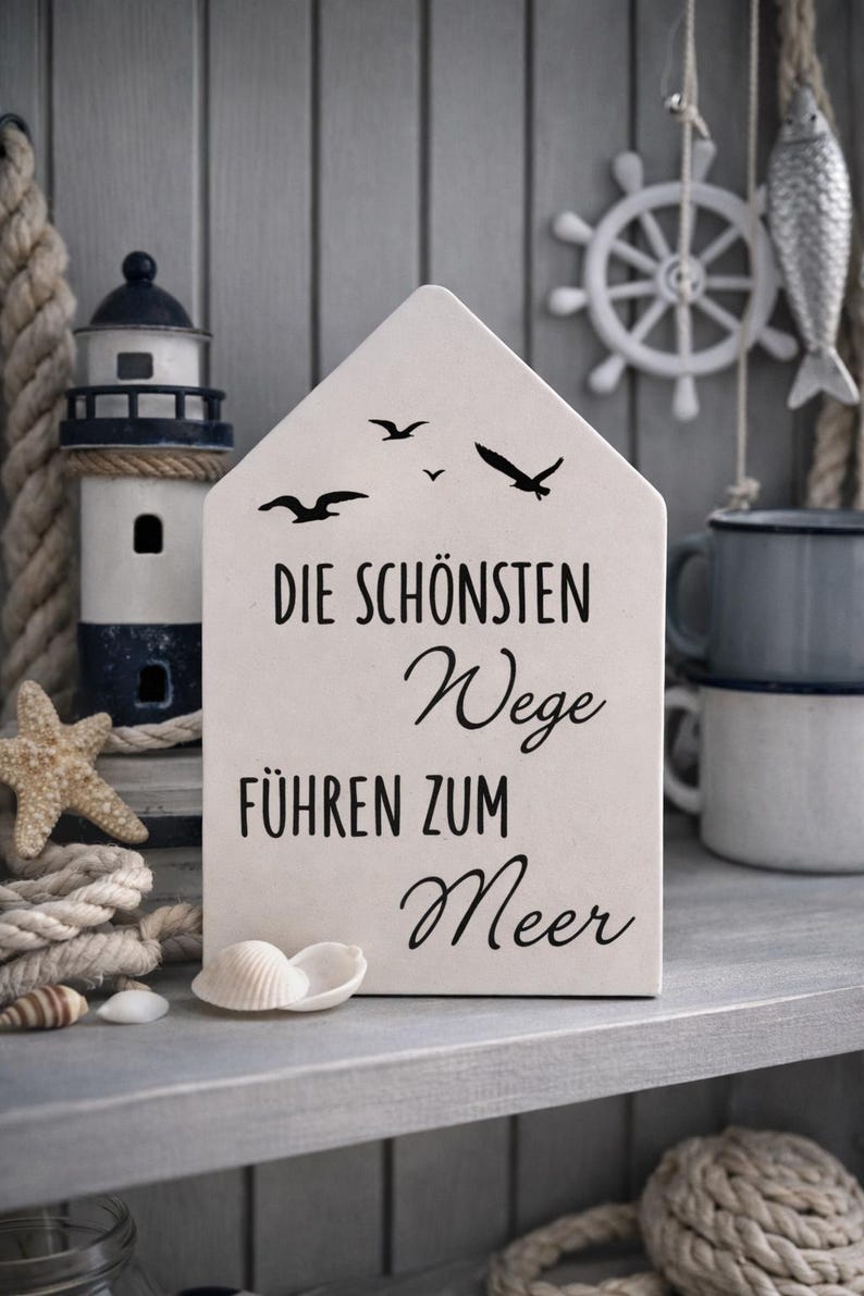 Maritime decorative house made of Raysin | Handmade coastal decoration | Baltic Sea North Sea gift | Scandinavian table decoration image 1