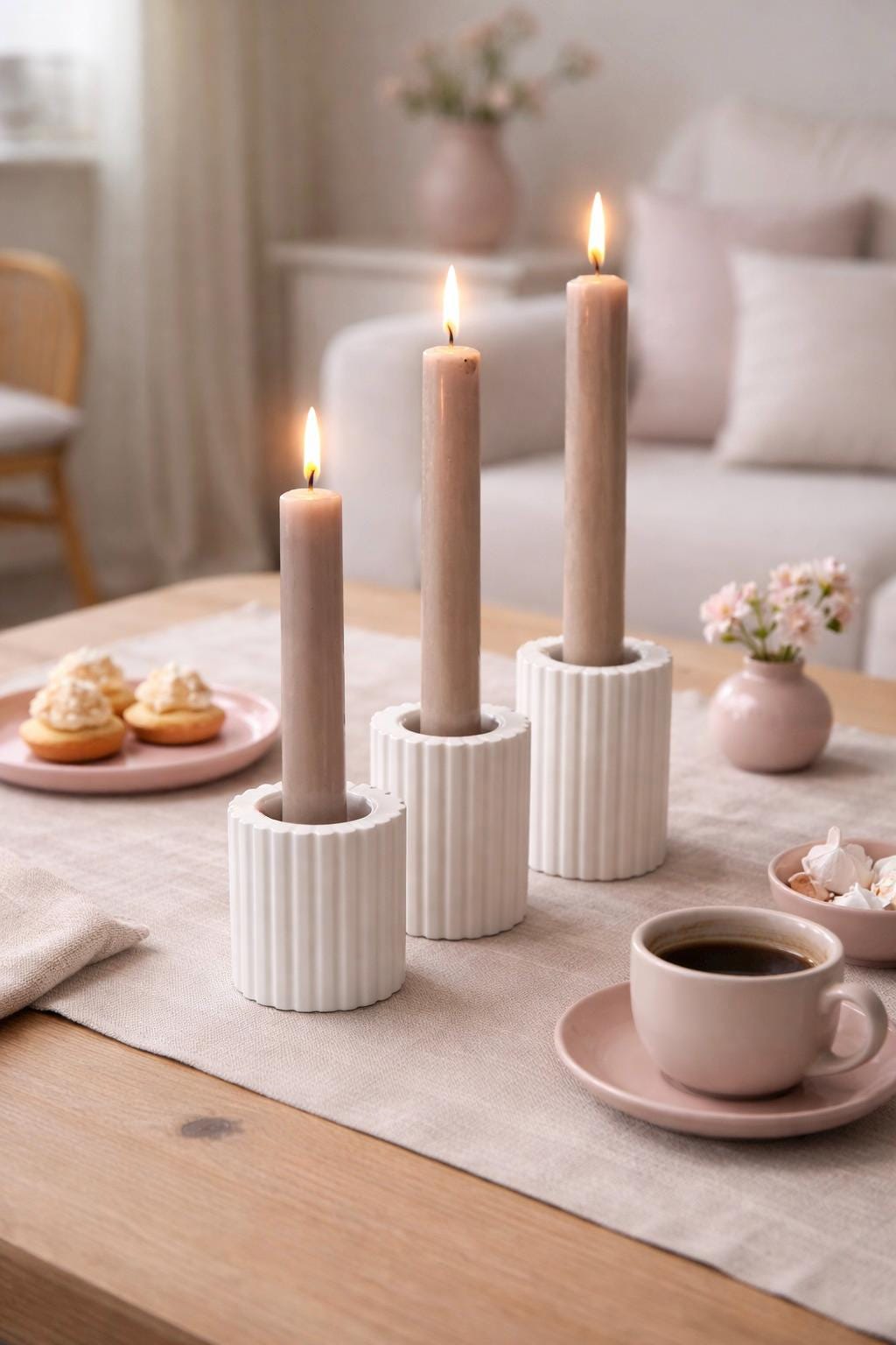 White scandinavian candle holder