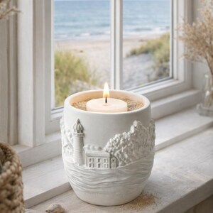 Nautical decorative bowl, vessel made of Raysin – handcrafted with a delicate lighthouse relief – coastal style for your home & creative decoration image 2