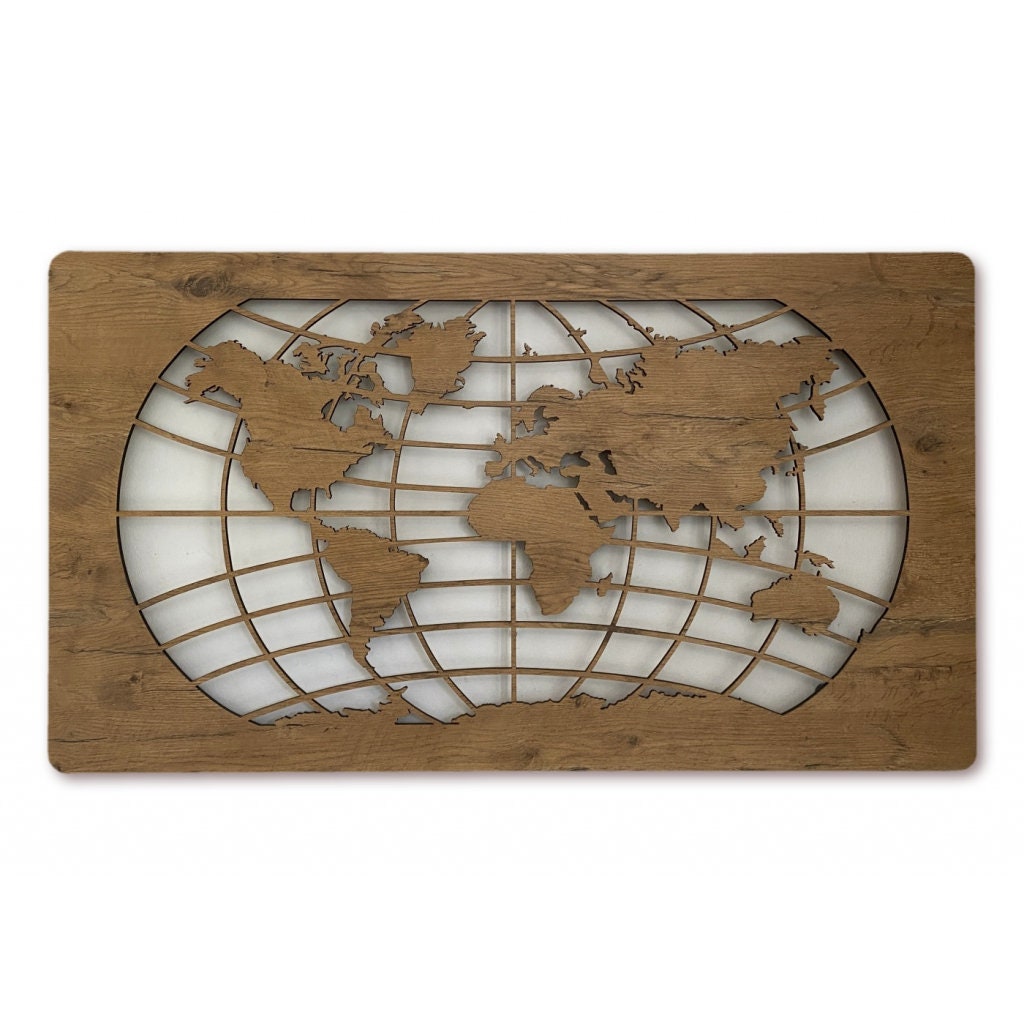 Dimable Map Light LED Mural world Map 110 Cm X 60 Cm With Battery, Wall Light, Wall Lamp ...