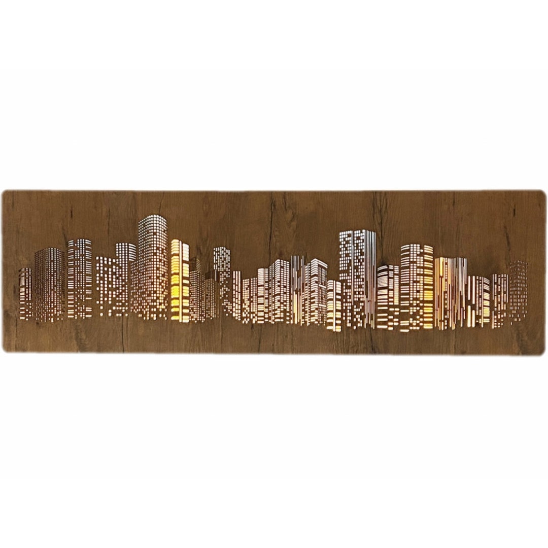 LED Mural skyscraper 125 Cm X 40 Cm With Battery, Wall Light, Wall Lamp ...