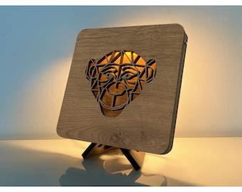 LED table lamp “Monkey Head” 19 cm x 19 cm, table lamp, sustainable, table decoration, LED lamp, light