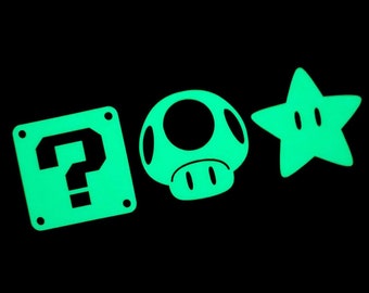 3er Set Glow in the Dark Sticker - Super Mario Items