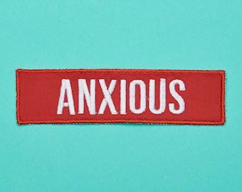 Anxious Dog Embroidered Patch - Harness Patches for dogs - Warning patch for dog owners - Pet Accessory - Red and White