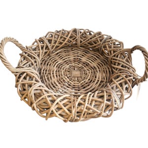 Fioriera in rattan XL Ø50cm con manico – fioriera rotonda a forma di ghirlanda, vaso per fiori, decorazione da giardino, fioriera per interni/esterni, naturale