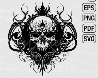 Gothic Schädel SVG: Halloween Cut File, Hexen Design (Digitaler Download)