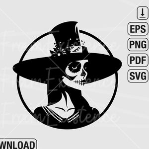 Witch Sugar Skull svg | Sugar Skull Clipart | Gothic svg | Halloween svg | Sugar Skull png | Spooky svg | Horror svg | Creepy svg| Goth svg