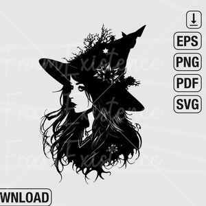 Floral witch svg / Witch SVG / Halloween SVG / Gothic SVG / Witchcraft Svg/ Cricut Cutting File / pdf / png / digital download