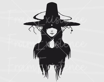 Archivo SVG de bruja oscura: Archivo de corte Cricut de Halloween gótico (descarga digital)