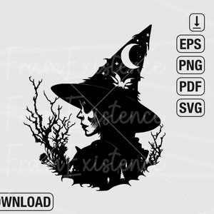 Skull witch svg / Witch SVG / Halloween SVG / Gothic SVG / Cricut Cutting File / pdf / png / digital download