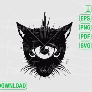Third eye Cat SVG / Witch SVG / Cat SVG / Gothic svg / book pile svg / pdf / png / cricut cutting file / digital download