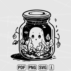 Cute Ghost Jar Svg, witch svg, ghost svg, spooky season svg, autumn svg, witchcraft svg, gothic svg, halloween png, mystical png