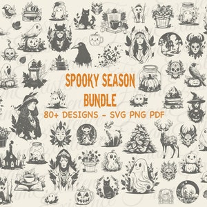 Spooky Season Svg Bundle, autumn svg, witch svg, cat svg, ghost svg, mystical svg, witchcraft svg, pagan png, mystical png, pumpkin svg