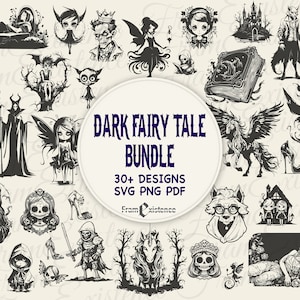 Dark Fairy Tale svg Bundle, gruselige Jahreszeit svg, Prinzessin svg, gothic svg, Witchcraft svg, Schädel svg, Halloween svg, Witchy png, gothic png