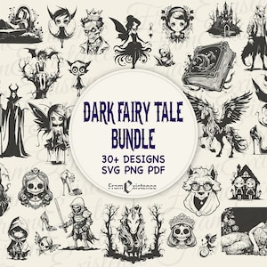 Dark Fairy Tale svg Bundle, spooky season svg, princess svg, gothic svg, witchcraft svg, skull svg, halloween svg, witchy png, gothic png