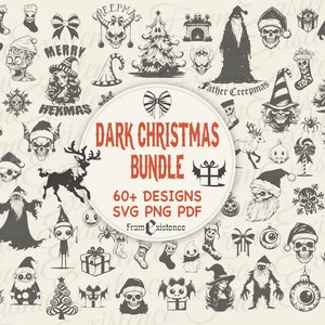 Dark Christmas Svg Bundle, Gothic Christmas svg, Alternative Dark Christmas, Witchy Christmas SVG files, Spooky Christmas svg, 60DCframeX