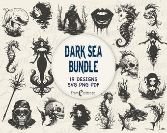 Dark Sea SVG Bundle: Spooky Gothic Horror Designs (Digital Download)