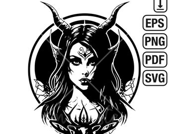 Demon Girl / Witch SVG / Halloween SVG / Gothic SVG / Cricut Cutting File / pdf / png / digital download