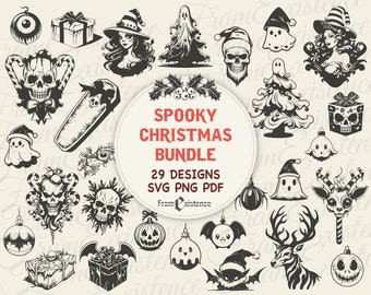 Spooky Christmas Svg Bundle, Gothic Christmas svg, Alternative Dark Christmas, Witchy Christmas SVG files, Spooky Christmas svg