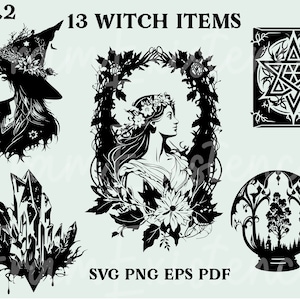 Good Witch SVG Bundle, volume 2, witch svg, cat svg, magic svg, mystical svg, witchcraft svg, pagan svg, pagan png,mystical png,floral witch