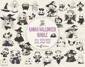 Kawaii Halloween Svg Bundle, autumn svg, witch svg, cat svg, ghost svg, mystical svg, witchcraft svg, Halloween png,mystical png,pumpkin svg