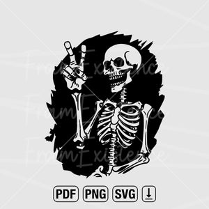 Segno di pace scheletro / Scheletro SVG / Halloween SVG / SVG gotico / File di taglio Cricut / pdf / png / download digitale