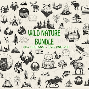 Wilde natuur svg Bundel, Camping svg, berg svg, Natuur svg, reizen svg, Avontuur svg, boom svg, Landschap svg, beer svg, Bos svg