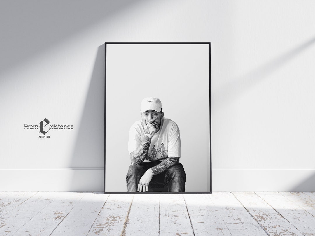 Black and White Mac Miller Print Mac Miller Poster Mac Etsy