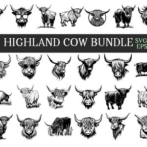 Highland Cow SVG Bundle: Bull Head Vector Graphics (Digital Download)