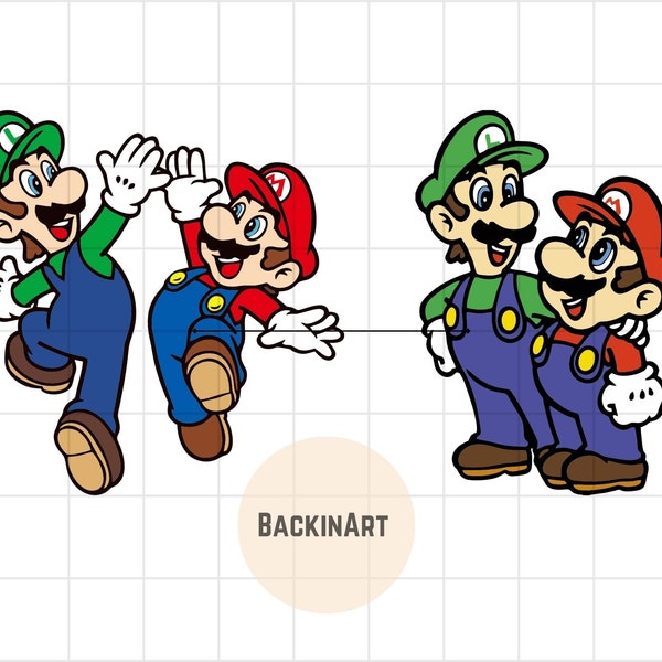 Mario and Luigi Svg, Digital Download Cut file