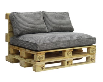 Set cuscini per pallet | Cuscini per pallet | Mobili in legno | Cuscini in velluto a coste | Mobili per soppalco | 120x80| 120x60| 120x40| 60x40| Grigio