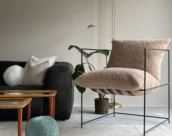 Loft Armchair: Industrial Design for Your Home Retro Vintage Steel Boucle Lamb Loft Armchair