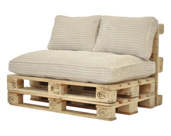 Ensemble de coussins de palette | Coussins de palettes | Meubles Carden | Coussins en velours côtelé | Meubles loft | 120x80 | 120x60 | 120x40 | 60x40 | Crème