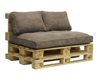 Set cuscini per pallet | Cuscini per pallet | Mobili in legno | Cuscini in velluto a coste | Mobili per soppalco | 120x80| 120x60| 120x40| 60x40| Mocca