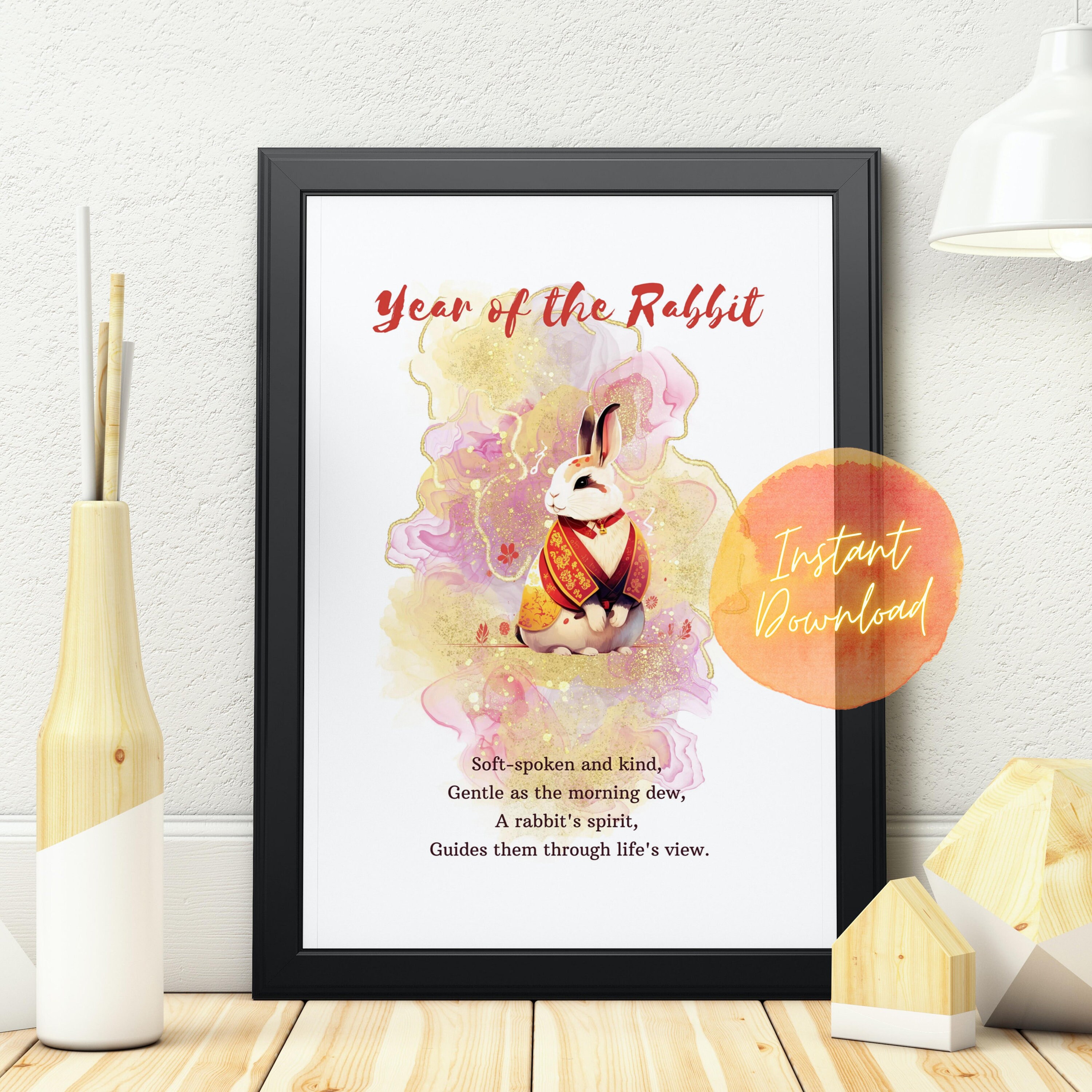 Lucky Red Rabbit Art, Zodiac Guidance, Year of the Rabbit 2023, Rabbit ...