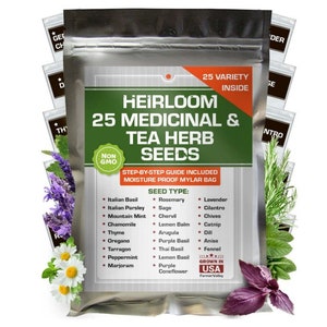 Organic Medicinal Herb Seeds Non GMO Heirloom LARGE Kit