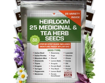 6750 Organic Medicinal Herb Seeds Non GMO Heirloom Survival Garden Kit - FREE DELIVERY