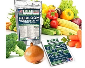 16,500 Non GMO Heirloom Vegetable Seeds Survival Garden Kit - FREE DELIVERY