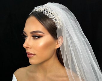 Accesorios para el cabello de novia, tocado de novia, tocado de novia, tiara, gelin taci, cuentas de diadema de cristal Kina Tac Henna