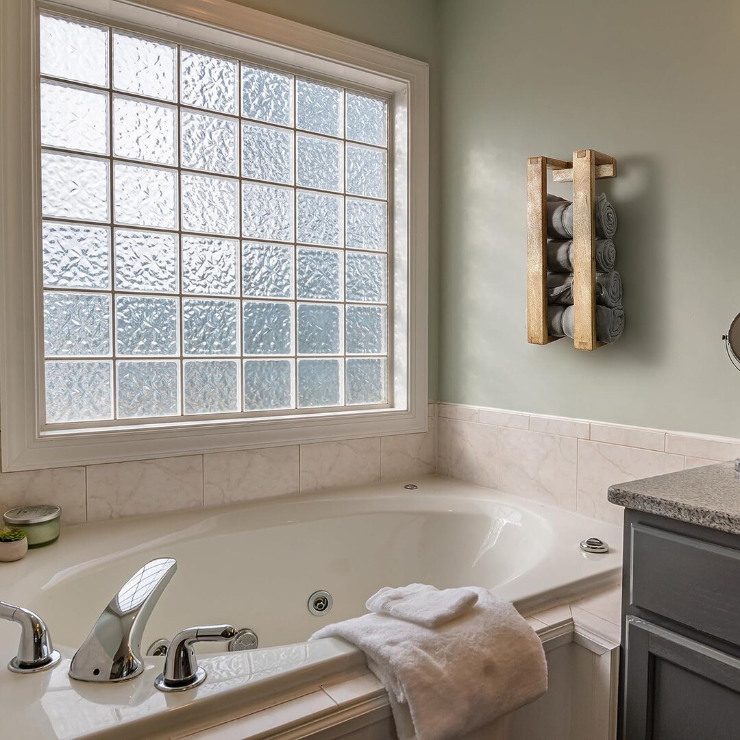 Rustic Wood Bathroom Towel Rack Wall Towel Rack Towel - Etsy