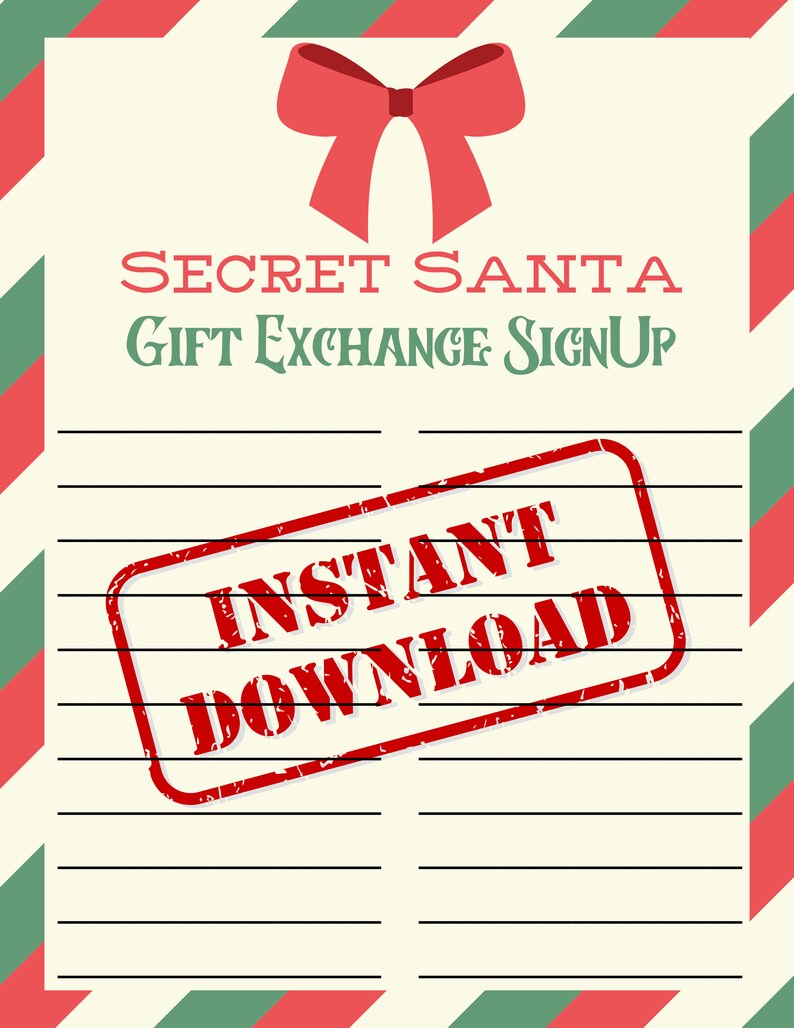 Secret Santa Gift Exchange Bundle, Printable Secret Santa, Office Gift Exchange, Friendsmas