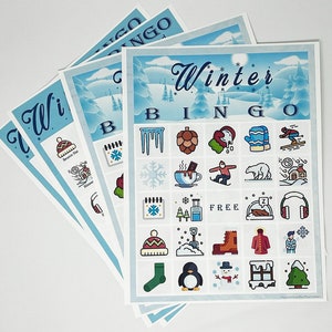 Winter Party Bingo Game - Printable Digital Download - 50 Bingo Card Set - Perfect for Winter Home or Class Activity