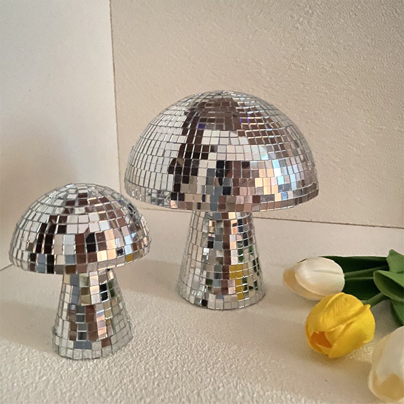 Sparkling Disco Mushroom Mirror Art Decor Silver Disco Ball Etsy UK