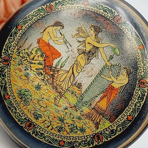Vintage Greek Pyxis Vase (Jewelry Storage) - Decorated greek music playing figures classic scene cosmetic storage box ceramic pot gift