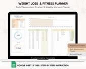 Weight Loss and Fitness Workout Planner Google Sheets | Calorie Tracker | Weekly Workout Spreadsheet | Digital Workout Planner