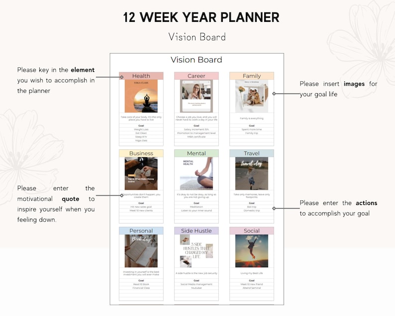 12 Week Year Goal Planner: Google Sheets Template (digital Download) - Etsy
